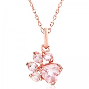 Кулон из стерлингового серебра 925 пробы с розовым золотом, нежно-розовое ожерелье