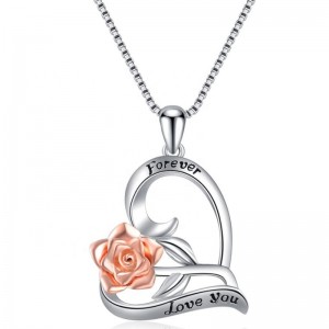 925 стерлингового серебра розовое сердце кулон заявление ожерелье персонализированные гравированные ожерелье 2020 дизайн